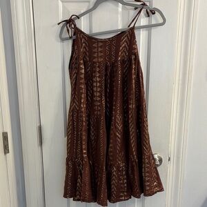 Elan Brown Dress with Gold Accents